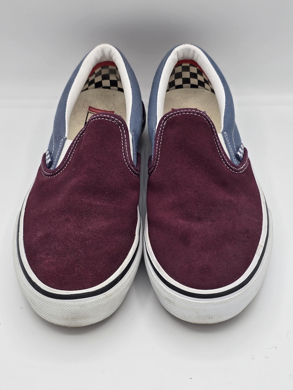 Vans Skate Slip-On Maroon Blue Suede Sneakers Men's Size 9